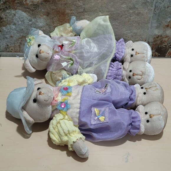 Pair Stuffed Teddy Bears Spring Themed Outfits - Picture 8 of 14